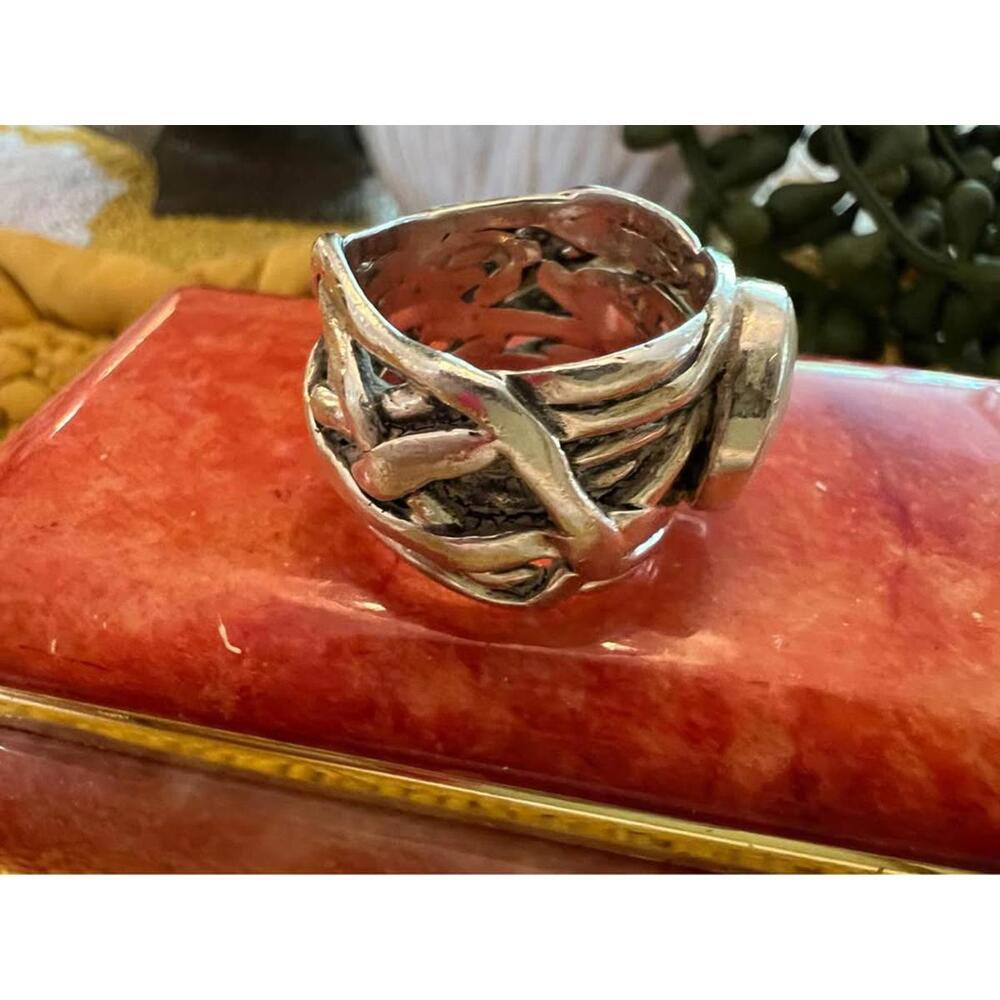 Silpada Size 7  1/2Retired Silpada Sterling Silver Coin Pearl Mermaid Ring R1542 - Picture 5 of 6